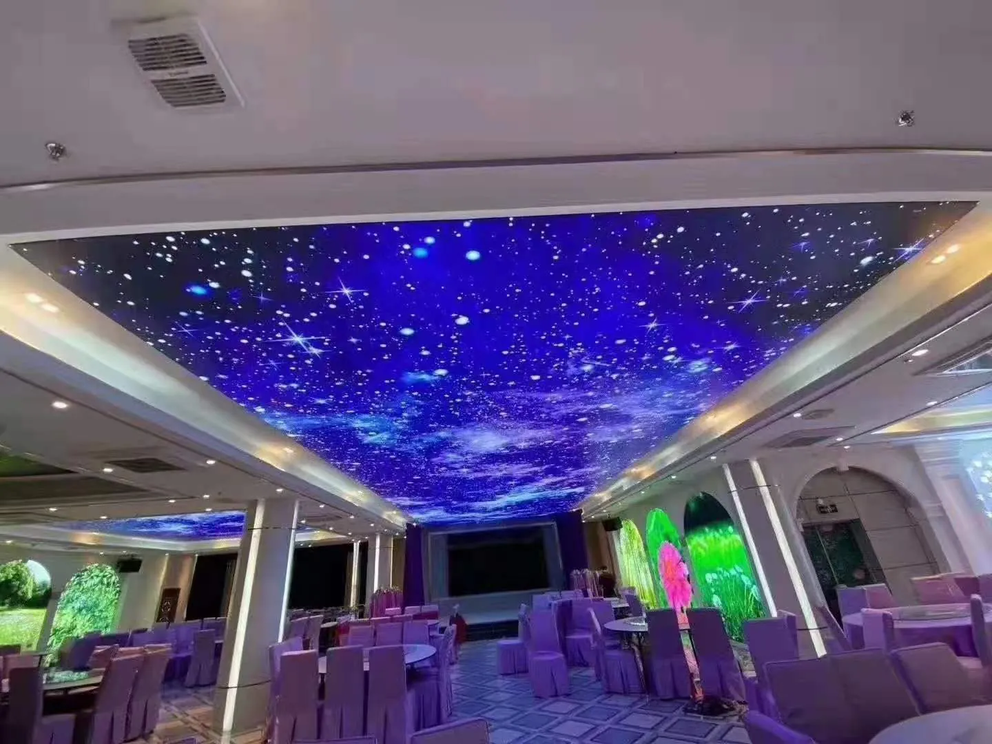 餐饮宴会空间星空图案软膜天花整体实拍